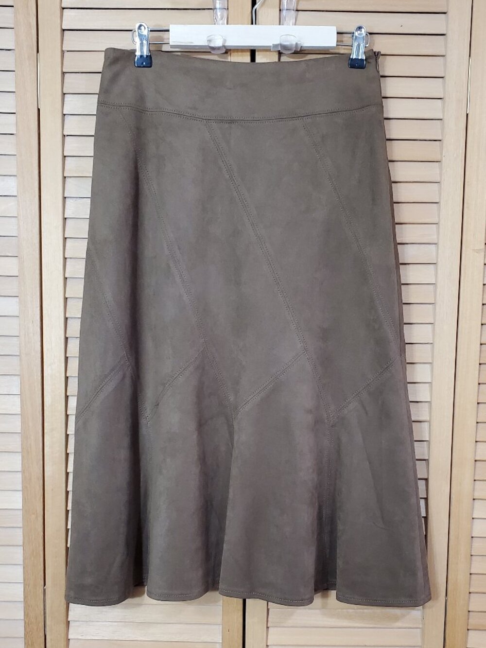 Renuar Faux Suede Patchwork Midi Skirt 2